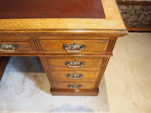fig 2. Desk stunning Arts and Crafts Victorian Oak Hobbs and Co c1880