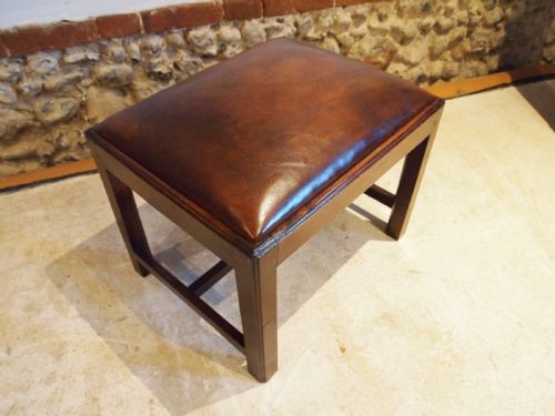 Stool Rare George III Mahogany Chestnut Leather C1770