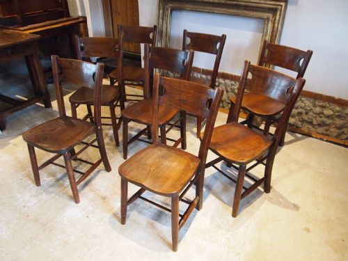 Chairs a Rare Set of 8 Elm Windsor Kitchen Dining Chairs C1890