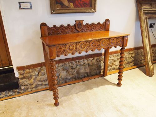 fig 3. Table outstanding Irish Oak side hall console heraldic O'Brien c1880