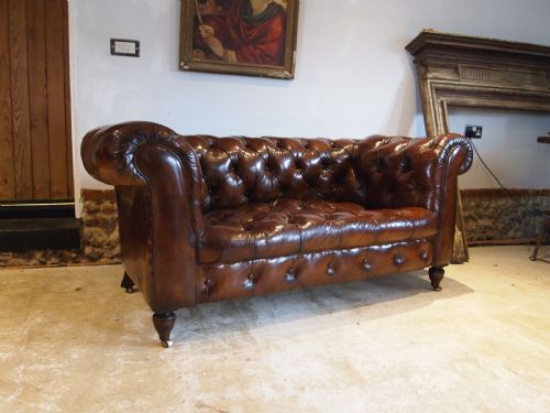 fig 1. Sofa settee stunning Victorian Chesterfield Chestnut leather c1870