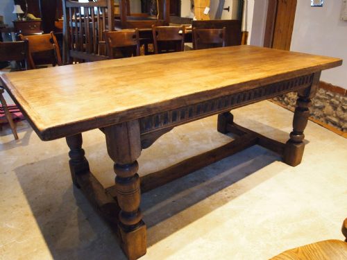 Table Refectory Dining English Oak 17th Century Style C1900