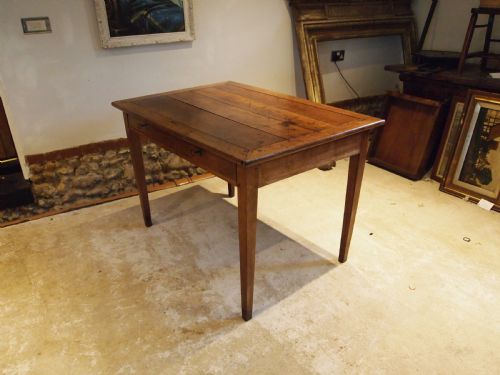 Table Rare Small French Cherry Wood Refectory Dining C1860