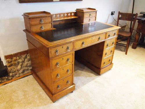 Desk Fine Arts and Crafts Victorian Oak 3 Parts C1890