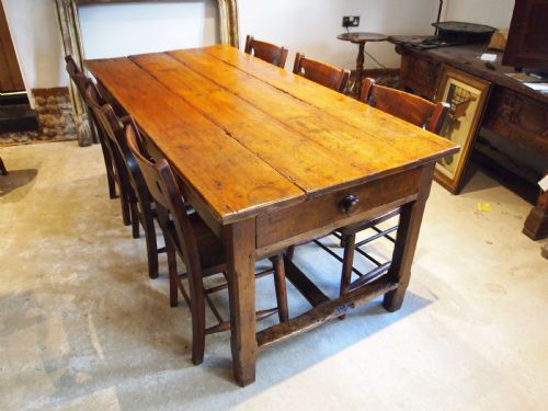 fig 2. Table French Oak and Pine refectory Farmhouse dining table c1800