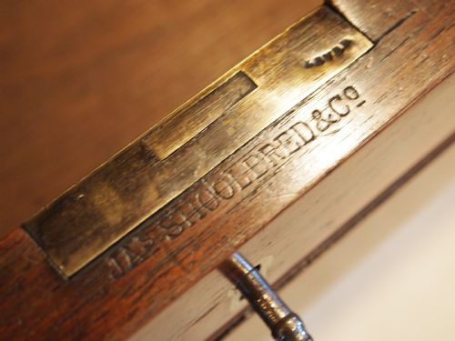 fig 1. Desk fine quality Arts and Crafts Walnut James Shoolbred c1880