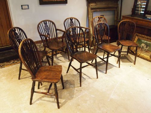 Chairs Set of 8 Victorian Windsor Kitchen Dining Chairs 6+2 C1880