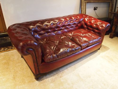 fig 3. Sofa settee Chesterfield Victorian faux Leather Ox blood c1880