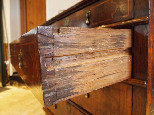 fig 3. Chest of drawers V rare small William & Mary Oak and Walnut c1690