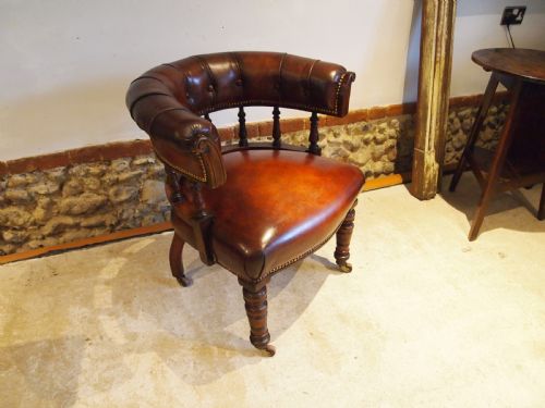 Chair Fine Victorian Mahogany & Chestnut Leather Desk or Library C1870