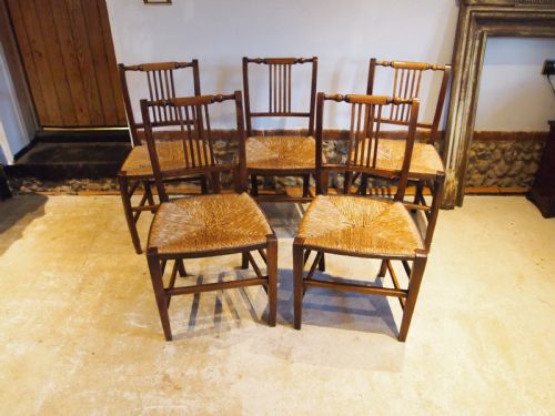 Chairs 5 Rare Regency Fruitwood and Elm Kitchen Dining Chairs C1820