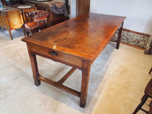 Table V Rare Outstanding French Refectory Plum Wood Dining Farmhouse C1800