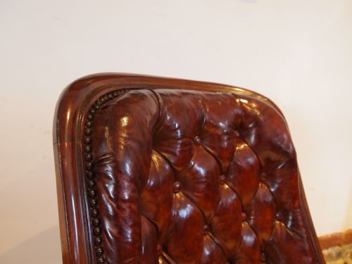 fig 1. Chair fine Victorian Walnut and Chestnut leather c1870