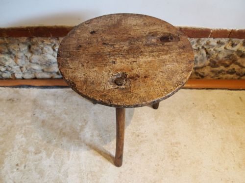 fig 3. Table rare primitive Cricket table Cheese top Sycamore Ash c1780