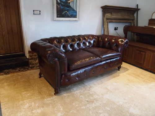 Sofa Settee Chesterfield Stunning Chestnut Leather Victorian C1880