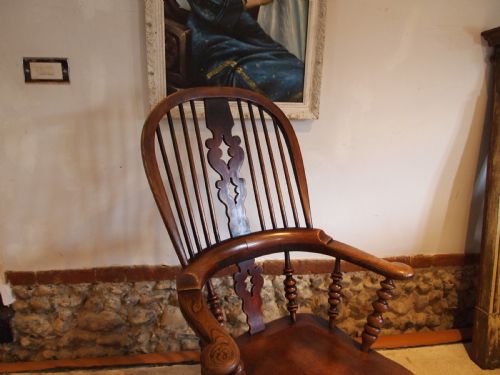 fig 2. Chair Windsor Grandfather chair Victorian Ash Elm c1840