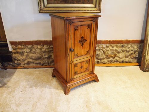 Bedside Cabinet Rare Arts and Crafts Pitch Pine C1890