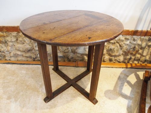 Table Cricket Table Victorian Oak Side Hall Lamp C1840