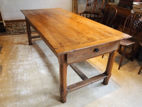 Table Rare French Apple Wood Refectory Dining Farmhouse C1800