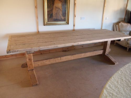 fig 3. Table stunning English Oak refectory dining farmhouse seats 12 c1900
