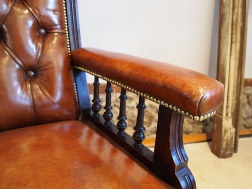 fig 1. Chair stunning Victorian leather library armchair c1870