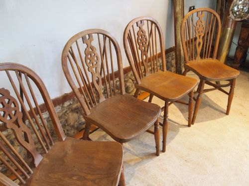 fig 3. Chairs set of 4 Victorian Windsor Wheel back dining chairs c1890