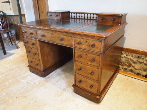 DESK STUNNING VICTORIAN OAK TWIN PEDESTAL C1860 - ADDITIONAL PHOTO 10