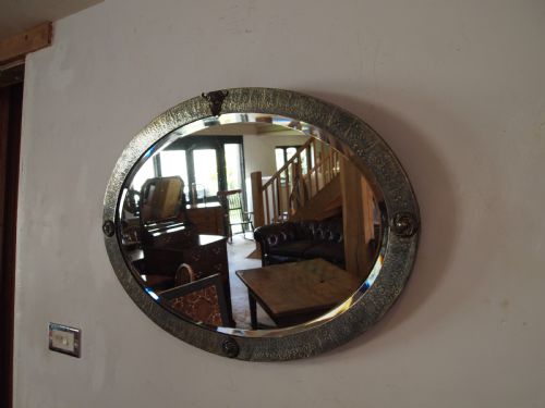 mirror large arts and crafts pewter c1900 - CATEGORY: ANTIQUE MIRRORS - DATED 1900