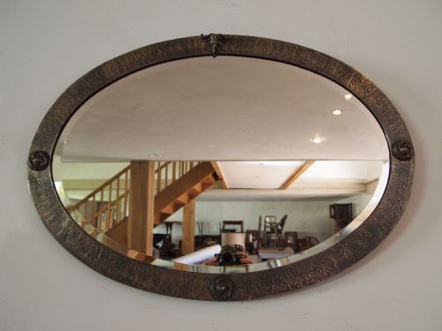 MIRROR LARGE ARTS AND CRAFTS PEWTER C1900 - ADDITIONAL PHOTO 3