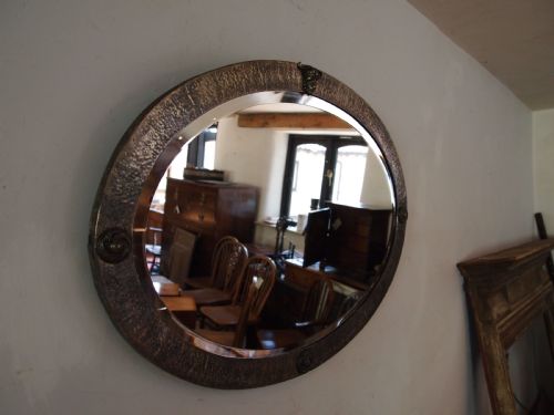 MIRROR LARGE ARTS AND CRAFTS PEWTER C1900 - ADDITIONAL PHOTO 4