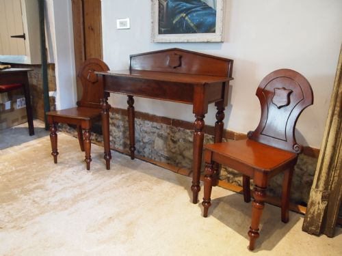 HALL TABLE AND CHAIRS VERY RARE MATCHING WALNUT VICTORIAN C1880 - ADDITIONAL PHOTO 10