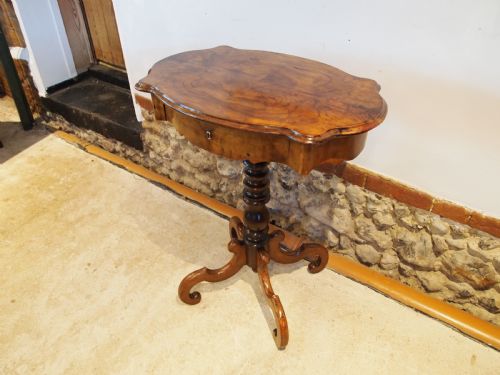 TABLE SUPERB FRENCH WALNUT SIDE WORK LAMP HALL C1880 - ADDITIONAL PHOTO 9