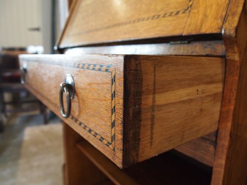 BUREAU BOOKCASE FINE ARTS AND CRAFTS OAK C1900 - ADDITIONAL PHOTO 1