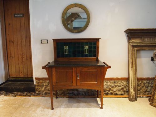 DRESSING TABLE OR WASHSTAND ARTS CRAFTS OAK LIBERTY STYLE C1900 - ADDITIONAL PHOTO 6