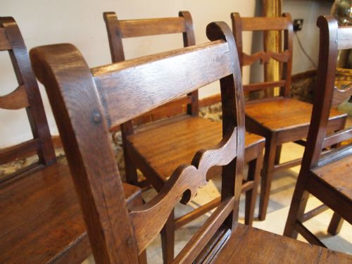 CHAIRS SUPERB SET OF 5 GEORGE IV OAK KITCHEN DINING C1820 - ADDITIONAL PHOTO 3