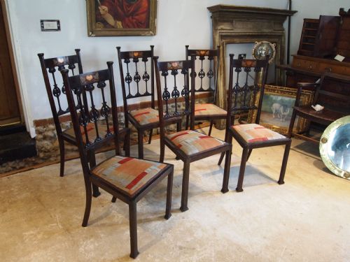 CHAIRS SET OF SIX FINE ART NOUVEAU CHAIRS ATTRI SAPLAND PETTER C1900 - ADDITIONAL PHOTO 4