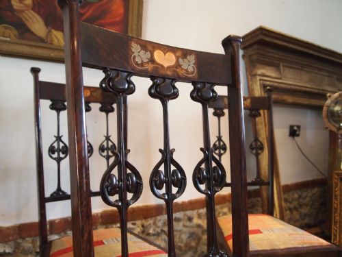 CHAIRS SET OF SIX FINE ART NOUVEAU CHAIRS ATTRI SAPLAND PETTER C1900 - ADDITIONAL PHOTO 5