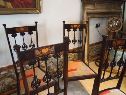 CHAIRS SET OF SIX FINE ART NOUVEAU CHAIRS ATTRI SAPLAND PETTER C1900 - ADDITIONAL PHOTO 7