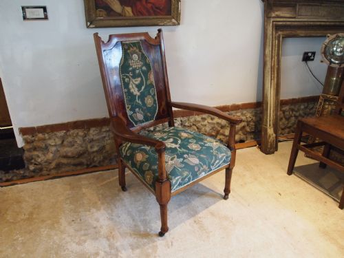 CHAIR RARE ARTS AND CRAFTS INLAID ARMCHAIR C1880 - ADDITIONAL PHOTO 8