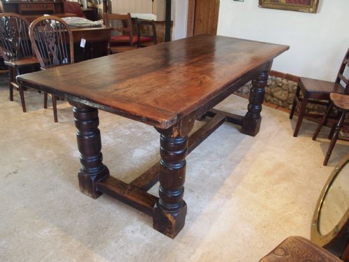 TABLE REFECTORY DINING 17TH CENTURY STYLE OAK AND WALNUT C1900 - ADDITIONAL PHOTO 2