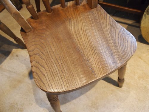 CHAIRS SET OF 6 EDWARDIAN BEECK ELM WINDSOR KITCHEN DINING C1900 - ADDITIONAL PHOTO 1