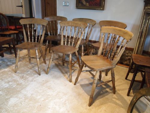 CHAIRS SET OF 6 EDWARDIAN BEECK ELM WINDSOR KITCHEN DINING C1900 - ADDITIONAL PHOTO 3