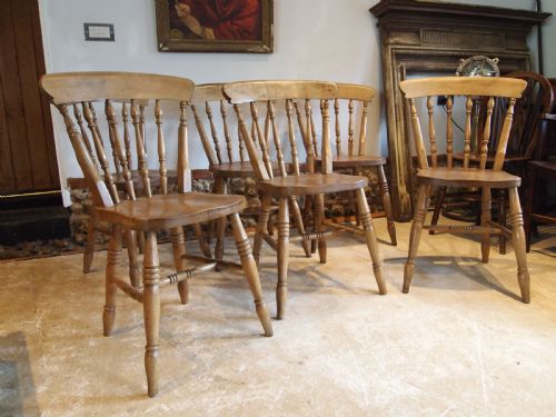 CHAIRS SET OF 6 EDWARDIAN BEECK ELM WINDSOR KITCHEN DINING C1900 - ADDITIONAL PHOTO 4