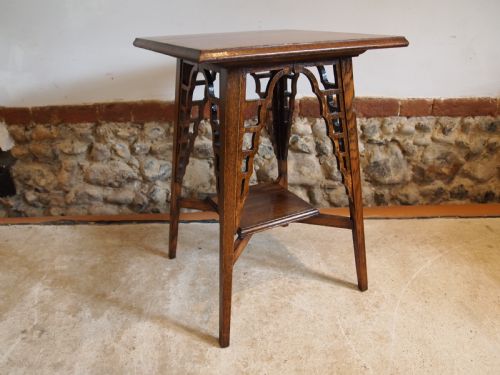 TABLE SUPERB ARTS AND CRAFTS OAK HALL LAMP SIDE C1900 - ADDITIONAL PHOTO 7
