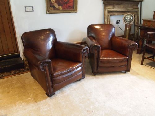 Chairs Outstanding Pair of Edwardian Club Armchairs C1900