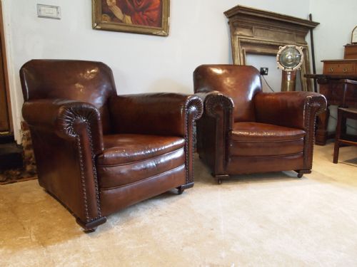 fig 1. Chairs outstanding pair of Edwardian Club armchairs c1900