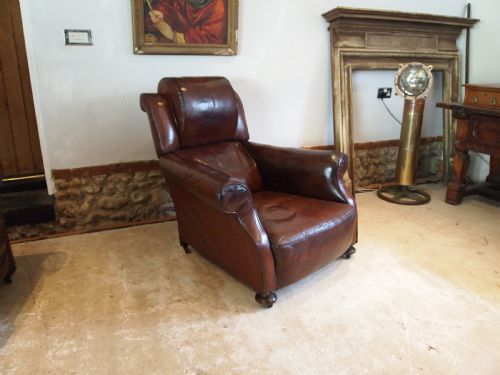 chair stunning edwardian chestnut leather easy club chair c1910 - CATEGORY: ANTIQUE CHAIRS - DATED EDWARDIAN