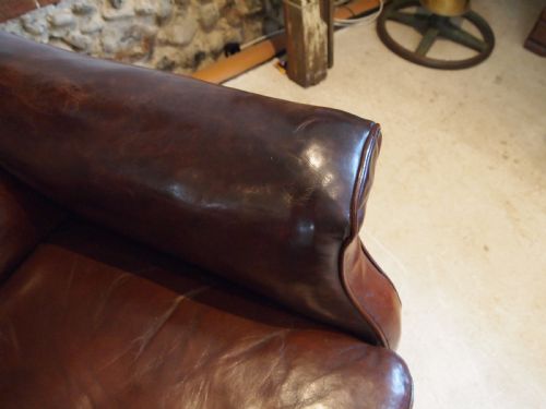 CHAIR STUNNING EDWARDIAN CHESTNUT LEATHER EASY CLUB CHAIR C1910 - ADDITIONAL PHOTO 1