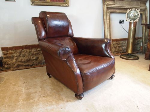 CHAIR STUNNING EDWARDIAN CHESTNUT LEATHER EASY CLUB CHAIR C1910 - ADDITIONAL PHOTO 8