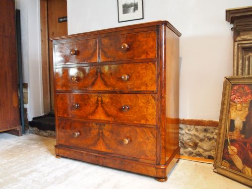Chest of Drawers Fine Quality Victorian Burr Walnut C1860